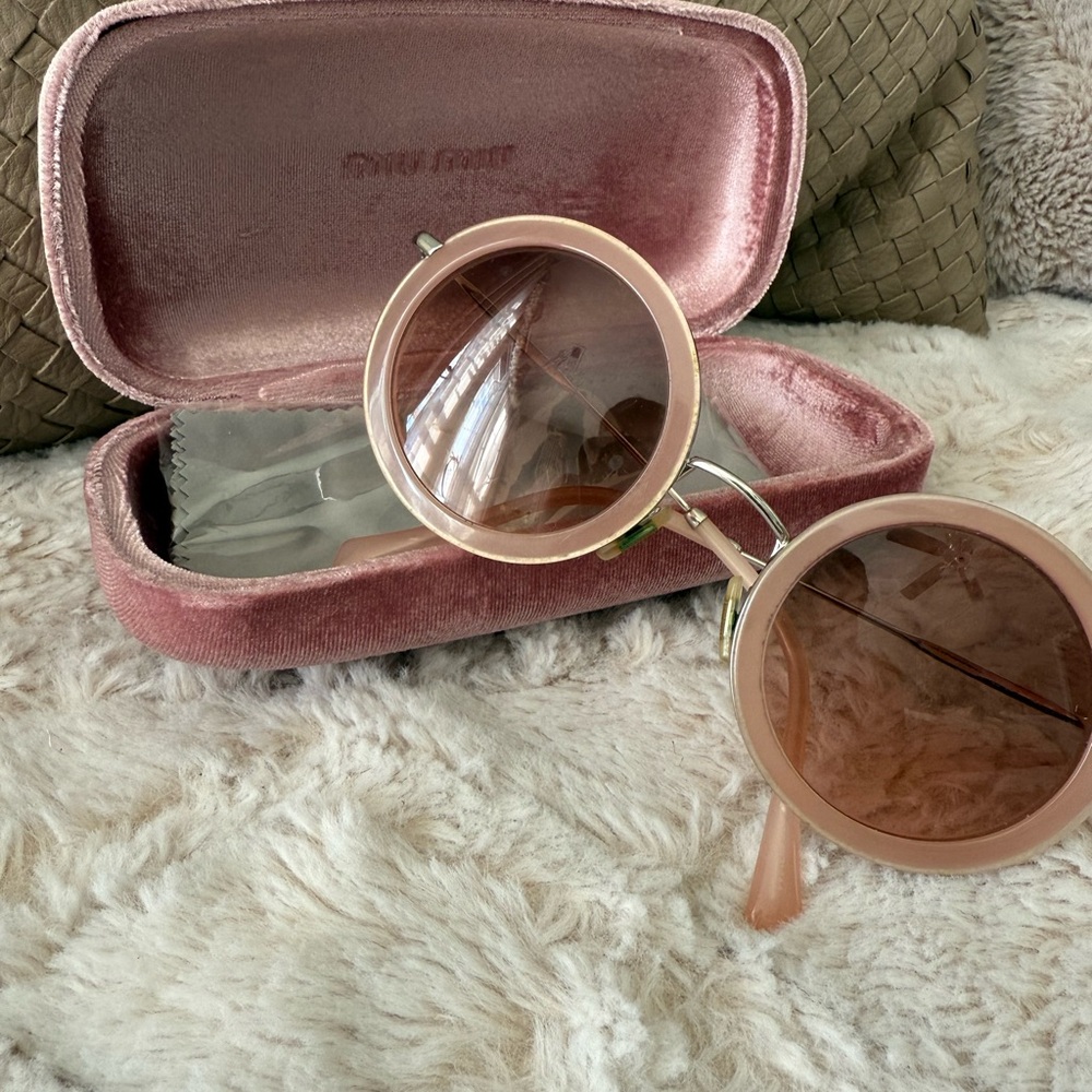 Miu miu Round Pink Sunglasses with Case